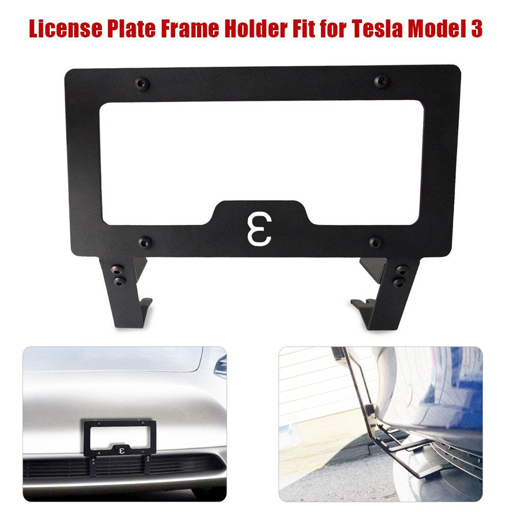 1pcs Car Universal License Plate Frame Holder Vehicle Stainless Steel Fit for Tesla Model 3