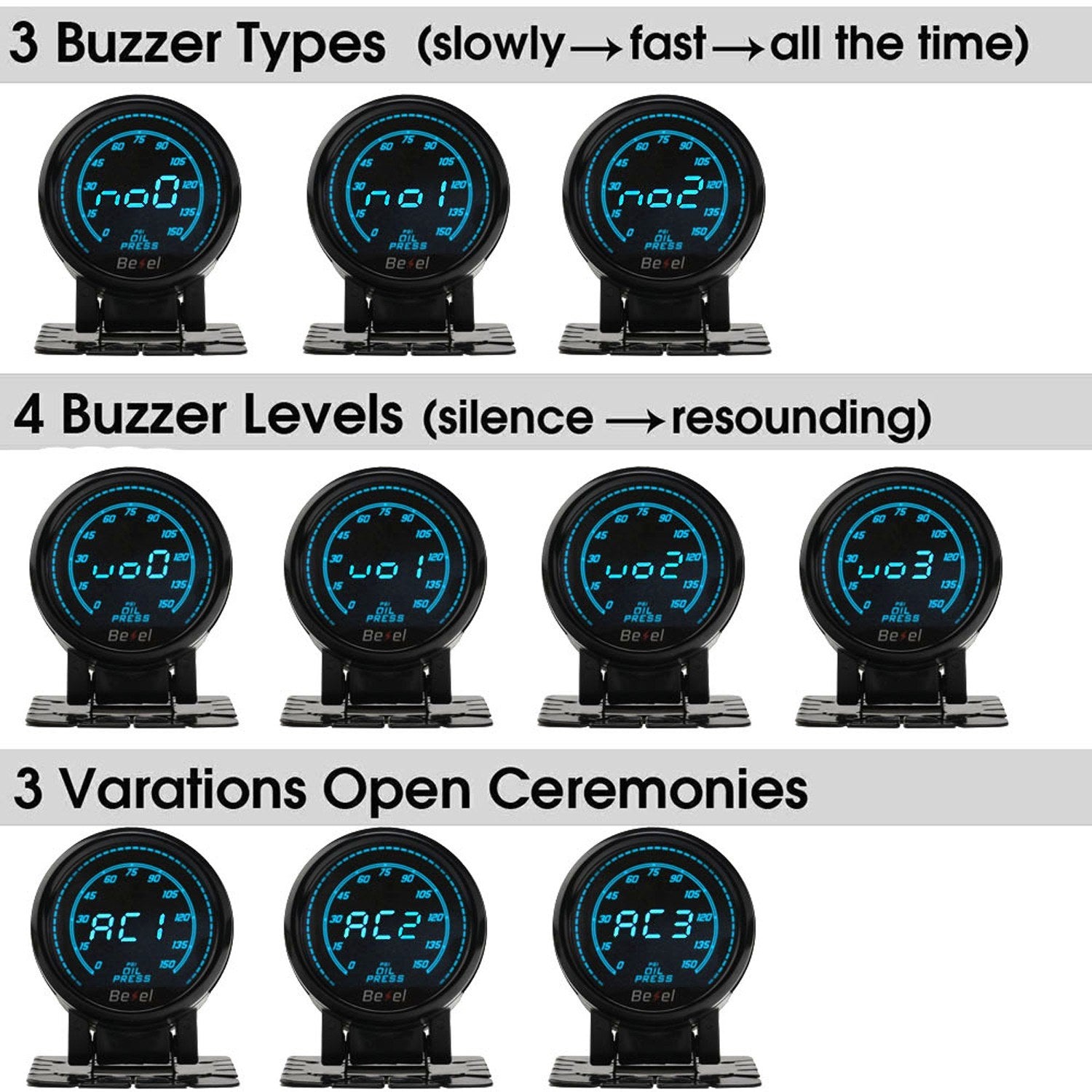 Design 2" 52mm EVO LED 10 Colors Oil Press Gauge 0-150PSI Pressure Meter