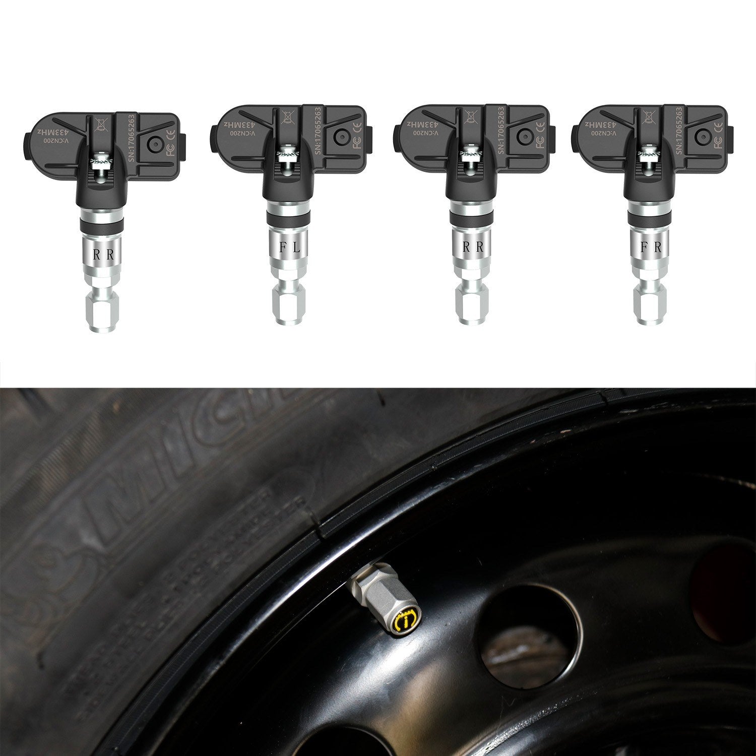 TPMS tire Pressure Monitoring System Solar Wireless and USB Charging Detection with 4 Internal Sensors