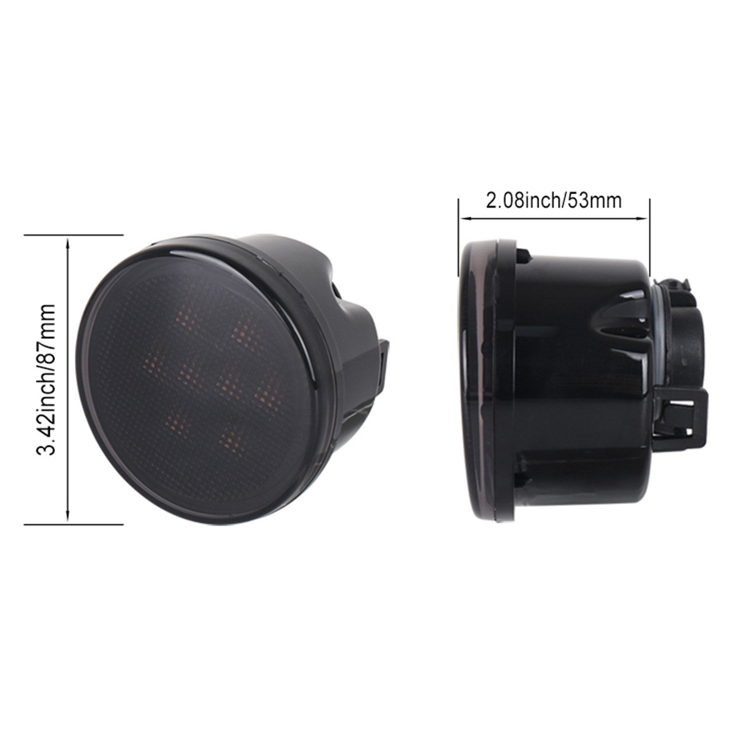 LED Turn Signal Fender Marker Flare Side Light Daytime Running Smoke Lens Replacement for Jeep Wrangler 2007-2017