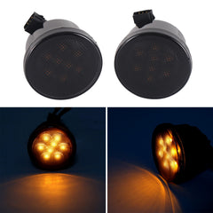 LED Turn Signal Fender Marker Flare Side Light Daytime Running Smoke Lens Replacement for Jeep Wrangler 2007-2017