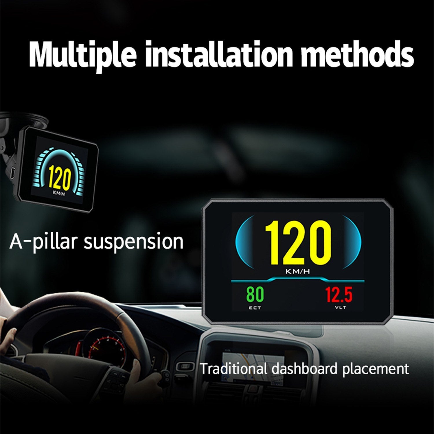 Head up Display OBD Smart HUD Auto Digital Meter OBD2 Port Warning Windshield Alarm System