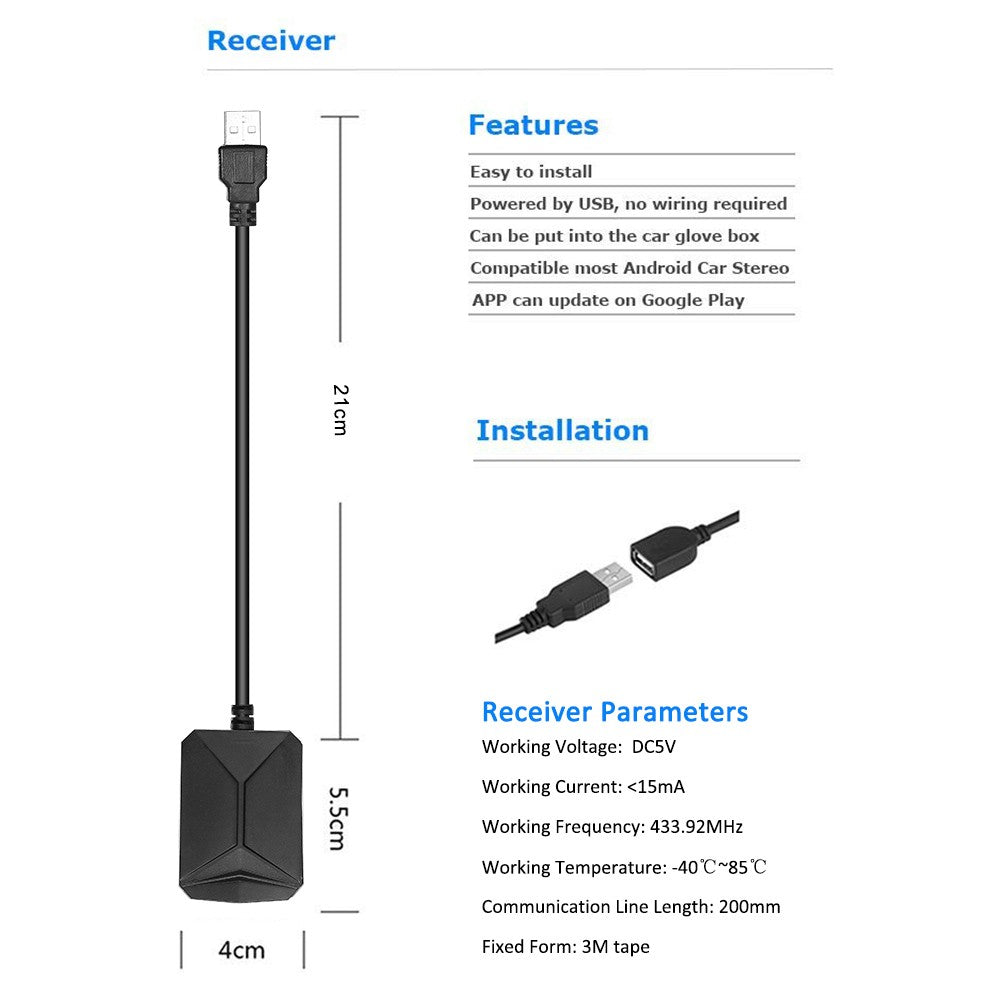 Tire Pressure Monitoring System For Android Navigation with 4 External Sensors Real-time Display