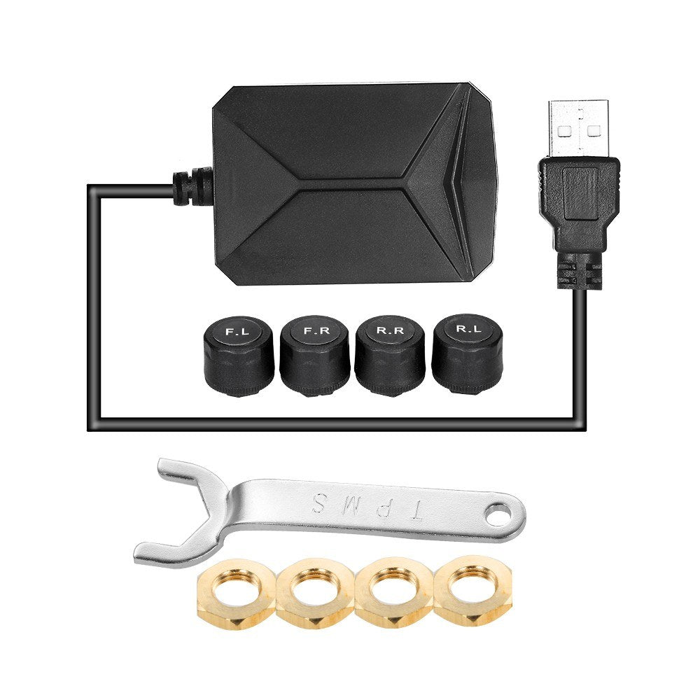 Tire Pressure Monitoring System For Android Navigation with 4 External Sensors Real-time Display