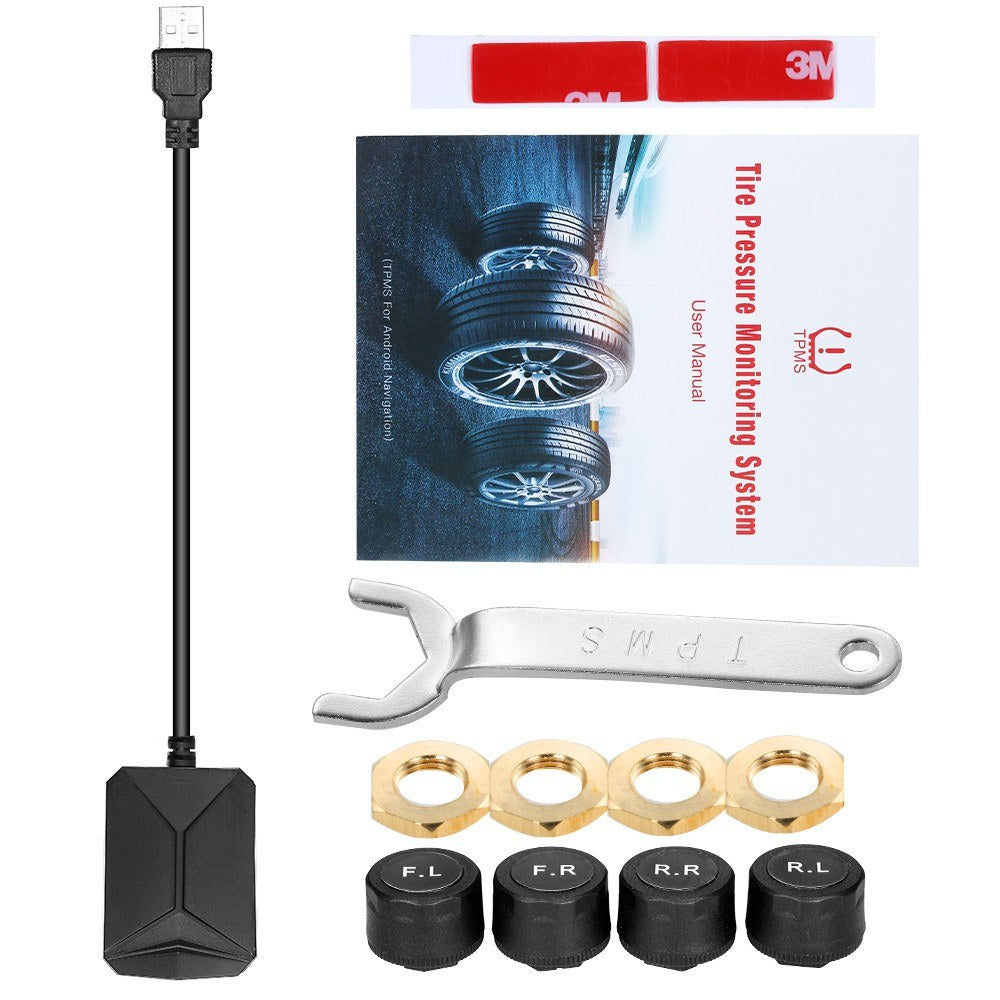 Tire Pressure Monitoring System For Android Navigation with 4 External Sensors Real-time Display