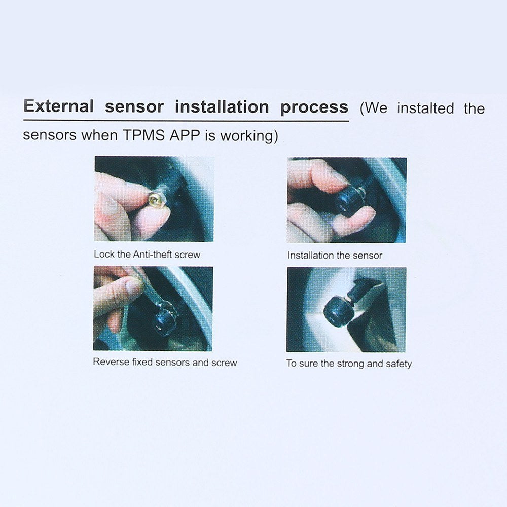 Tire Pressure Monitoring System For Android Navigation with 4 External Sensors Real-time Display