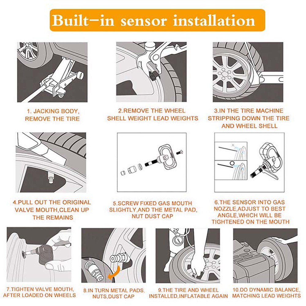 USB Car TPMS Tire Pressure Monitor Alarm System Wireless Transmission