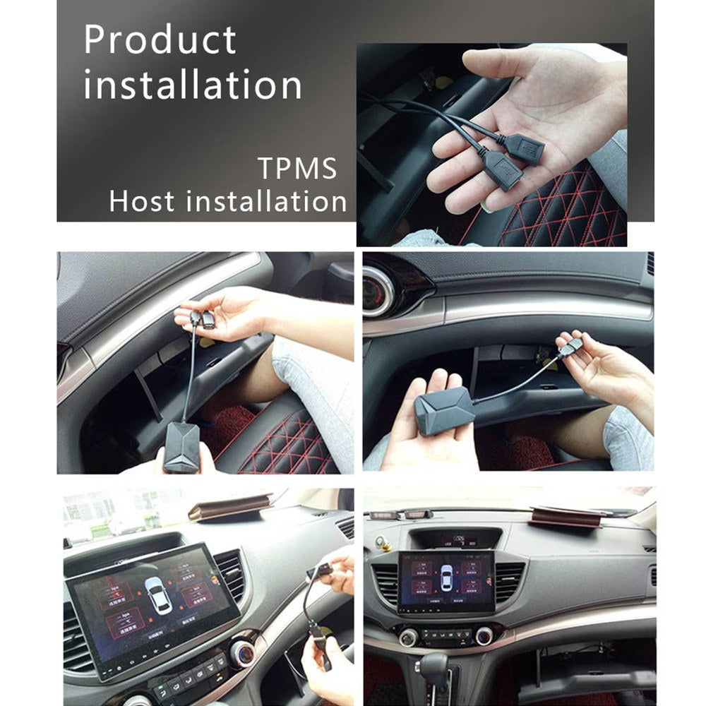 USB Car TPMS Tire Pressure Monitor Alarm System Wireless Transmission