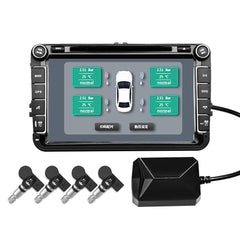 USB Car TPMS Tire Pressure Monitor Alarm System Wireless Transmission