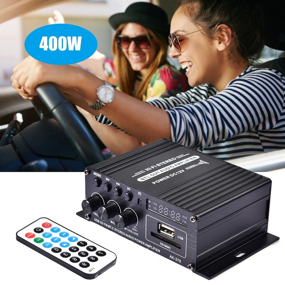 400W DC12V BT Amplifier Hi-Fi Car Stereo Music Receiver FM MP3 Power-Amplifier