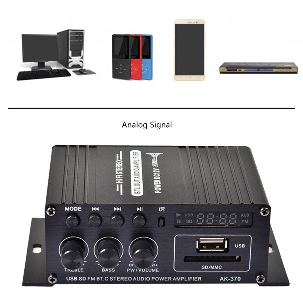 400W DC12V BT Amplifier Hi-Fi Car Stereo Music Receiver FM MP3 Power-Amplifier