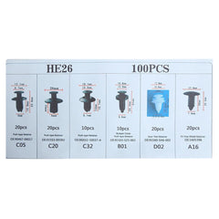 Car Retainer clips Body Plastic Rivets Fasteners Push Bumper Door Trim Panel Screws with Removal Tool 100 Pcs