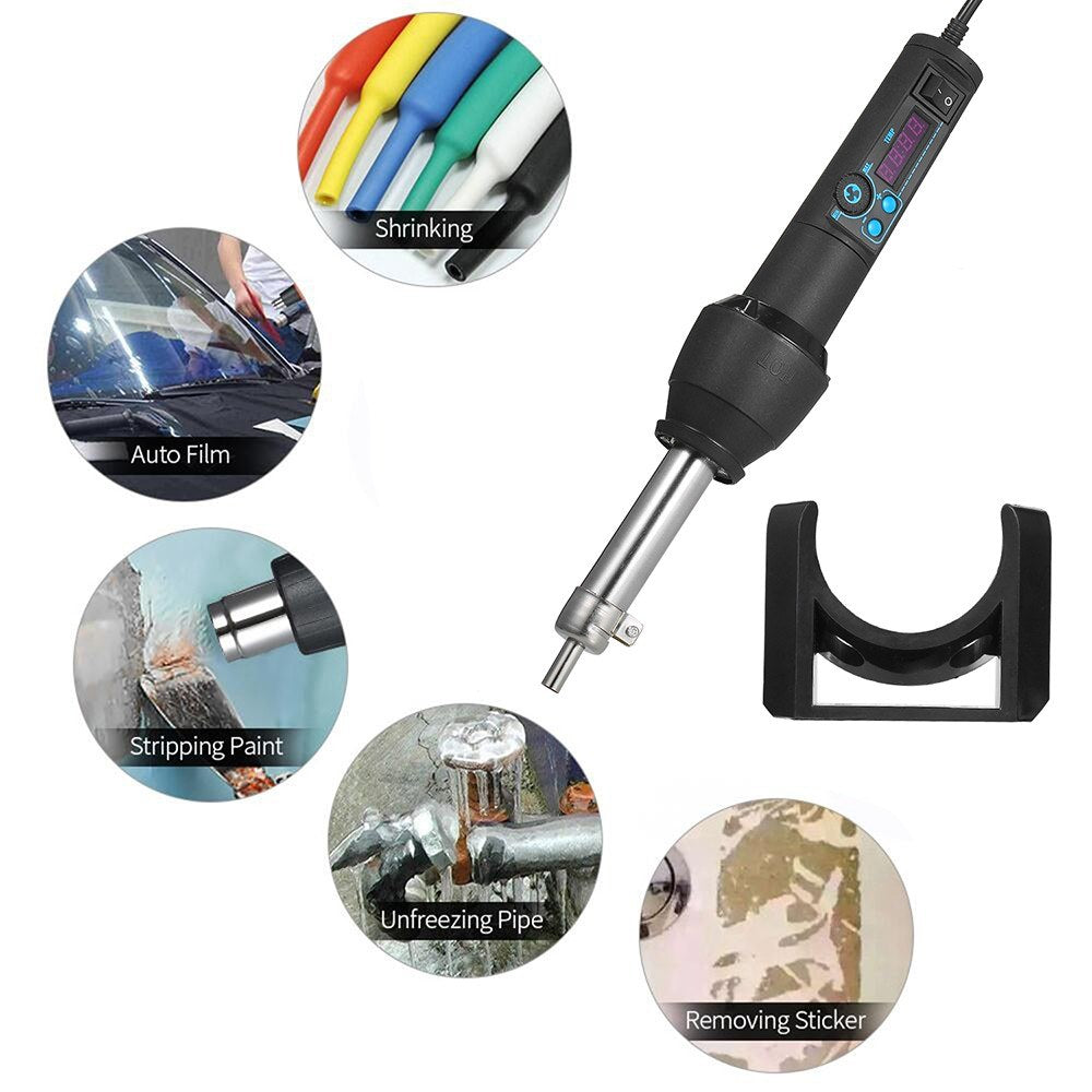 Portable Hot Air Gun with 8 Nozzles Ceramic Heating Core LED Digital Display Flow Temperature Adjustable