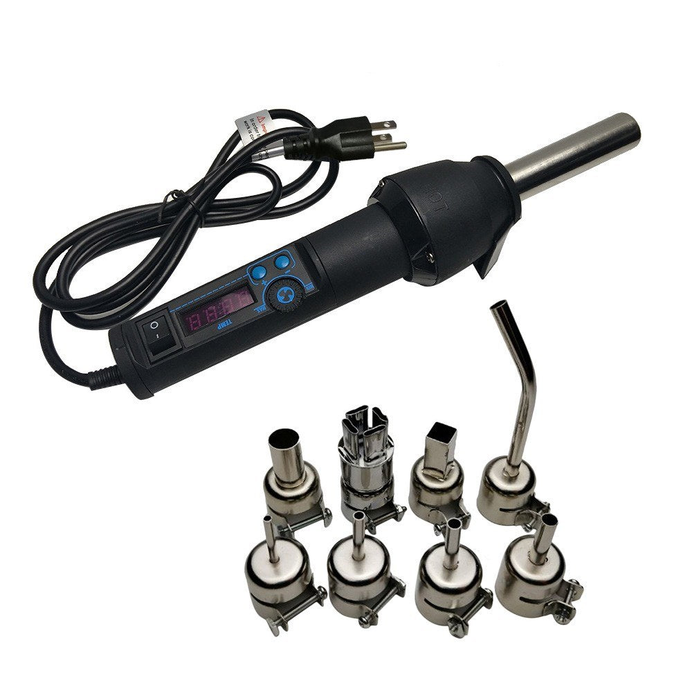 Portable Hot Air Gun with 8 Nozzles Ceramic Heating Core LED Digital Display Flow Temperature Adjustable