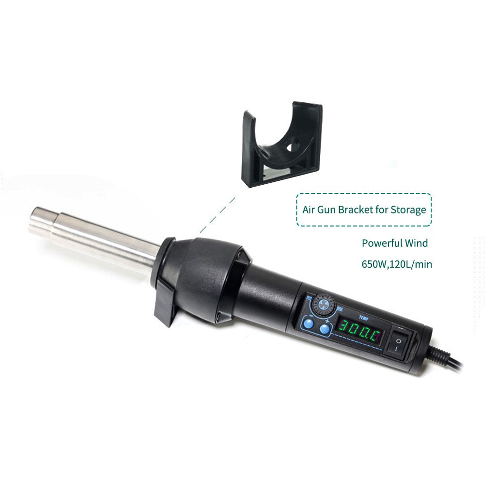 Portable Hot Air Gun with 8 Nozzles Ceramic Heating Core LED Digital Display Flow Temperature Adjustable