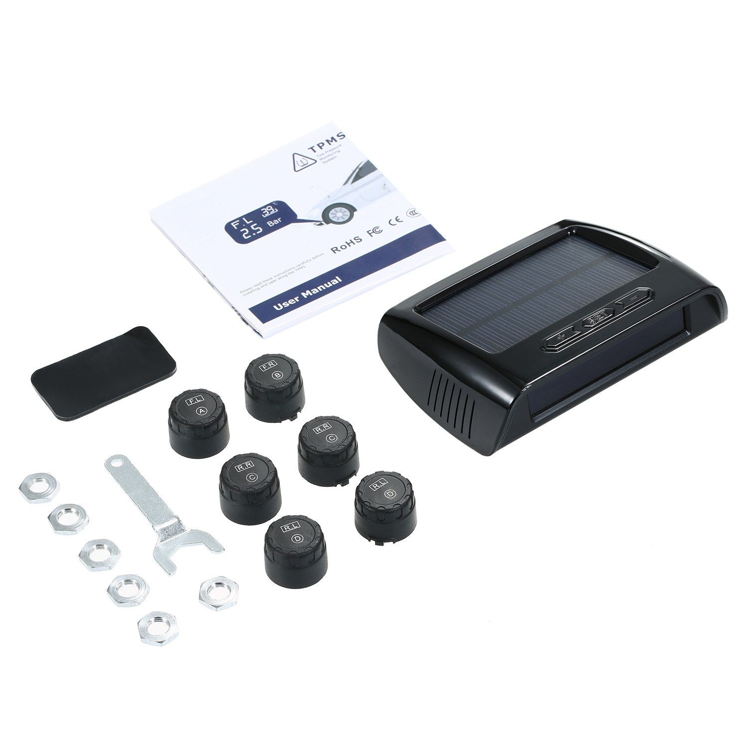 Wireless Solar Power TPMS Tire Pressure Monitoring System RV Truck with 6 External Sensors