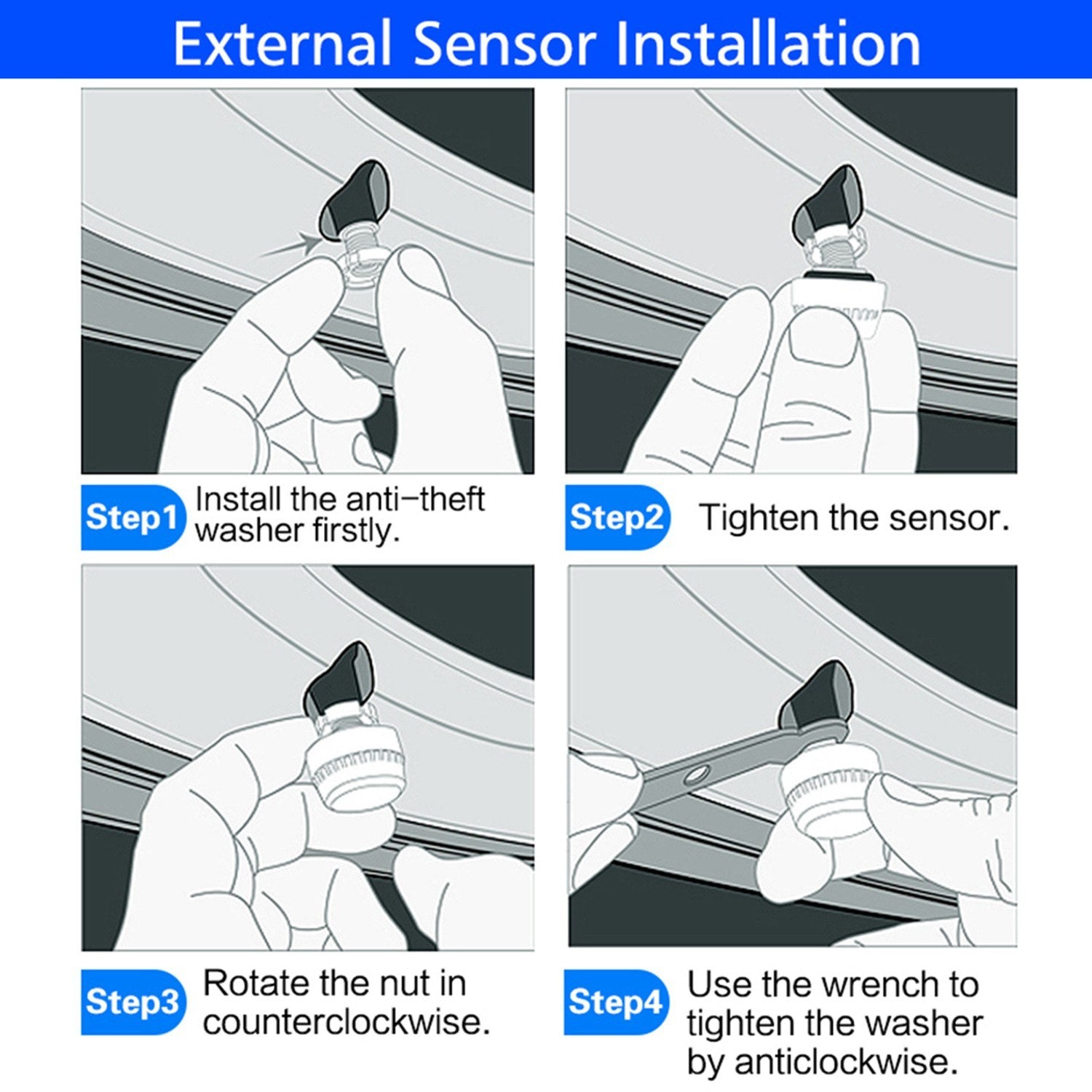 Wireless Solar Power TPMS Tire Pressure Monitoring System RV Truck with 6 External Sensors