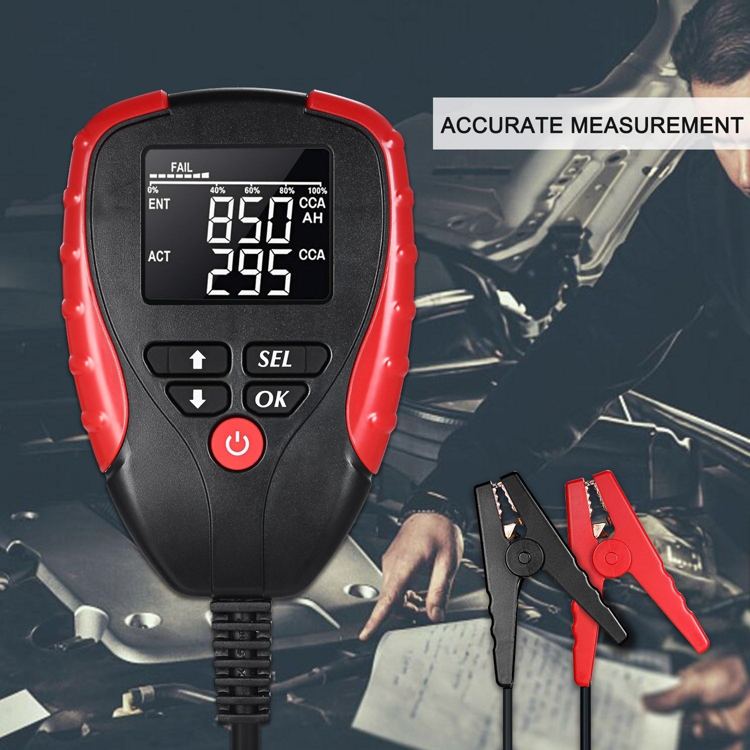 Digital 12V Car Battery Tester with AH/CCA Mode Automotive Load and Analyzer of Life Percentage,Voltage, Resistance CCA Value