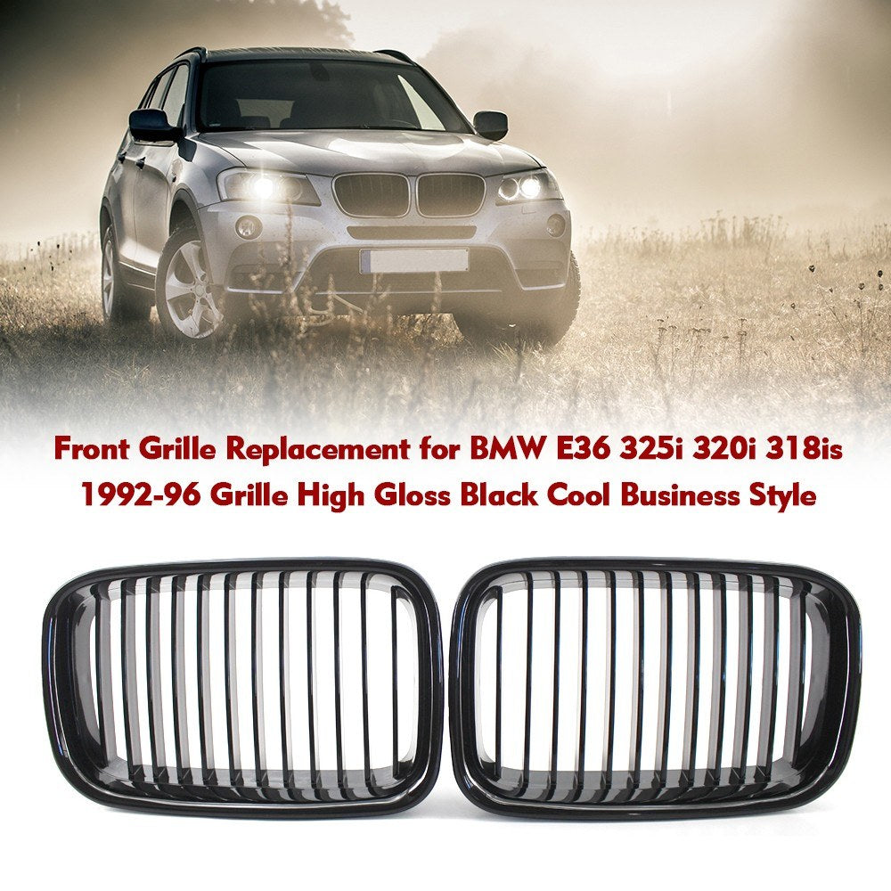 Front Grille Replacement for BMW E36 325i 320i 318is 1992-96 High Gloss Black Cool Bussiness Style