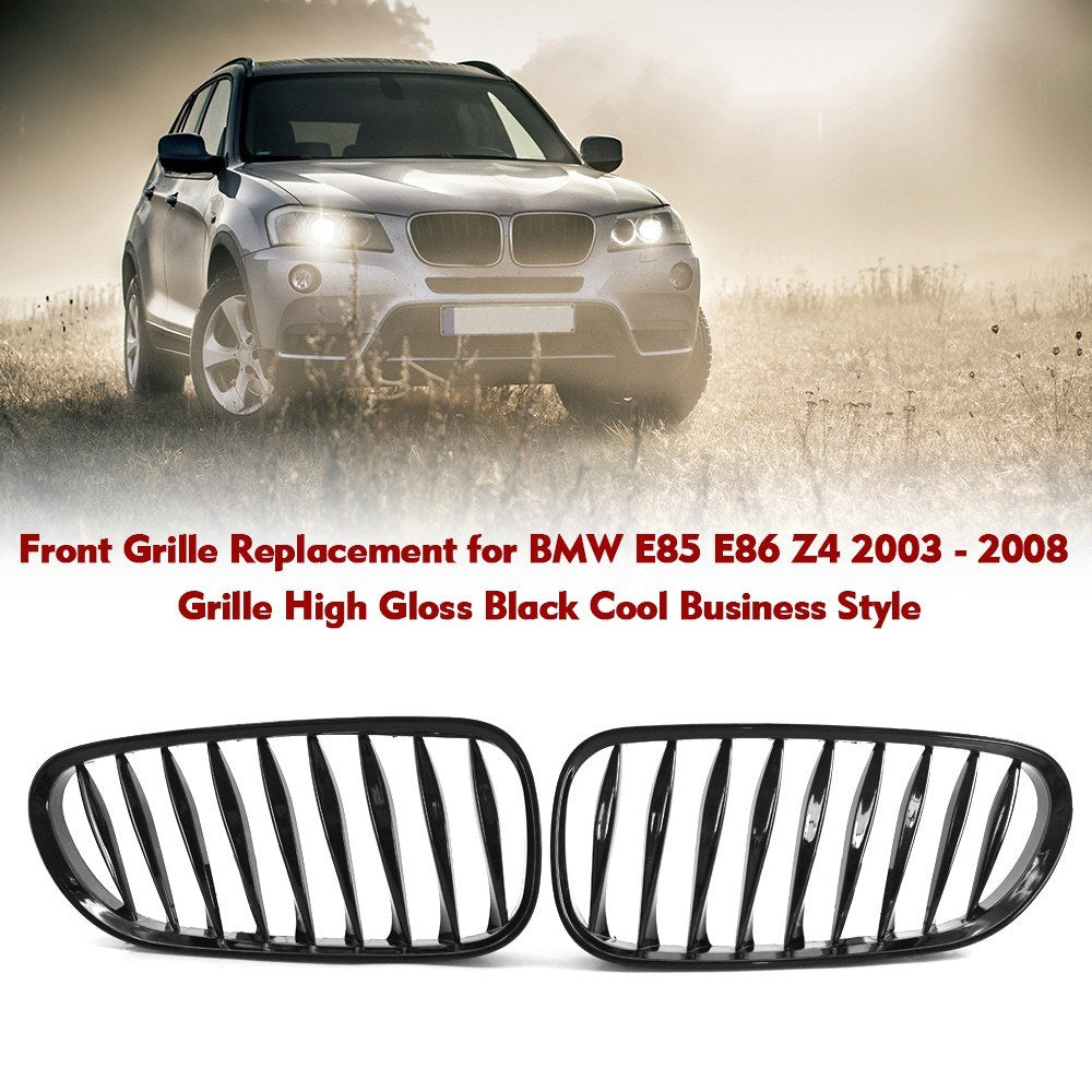 Front Grille Replacement for BMW E85 E86 Z4 2003 - 2008 High Gloss Black Cool Bussiness Style