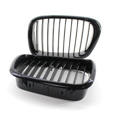 2Pcs Gloss Black Front Bumper Hood Kidney Grille Racing Replacement for BMW 5-Series E39 M5 1999-2003