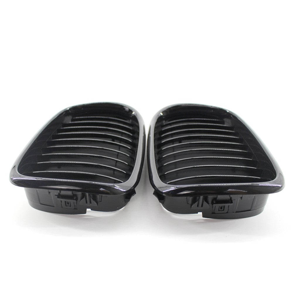 2Pcs Gloss Black Front Bumper Hood Kidney Grille Racing Replacement for BMW 5-Series E39 M5 1999-2003