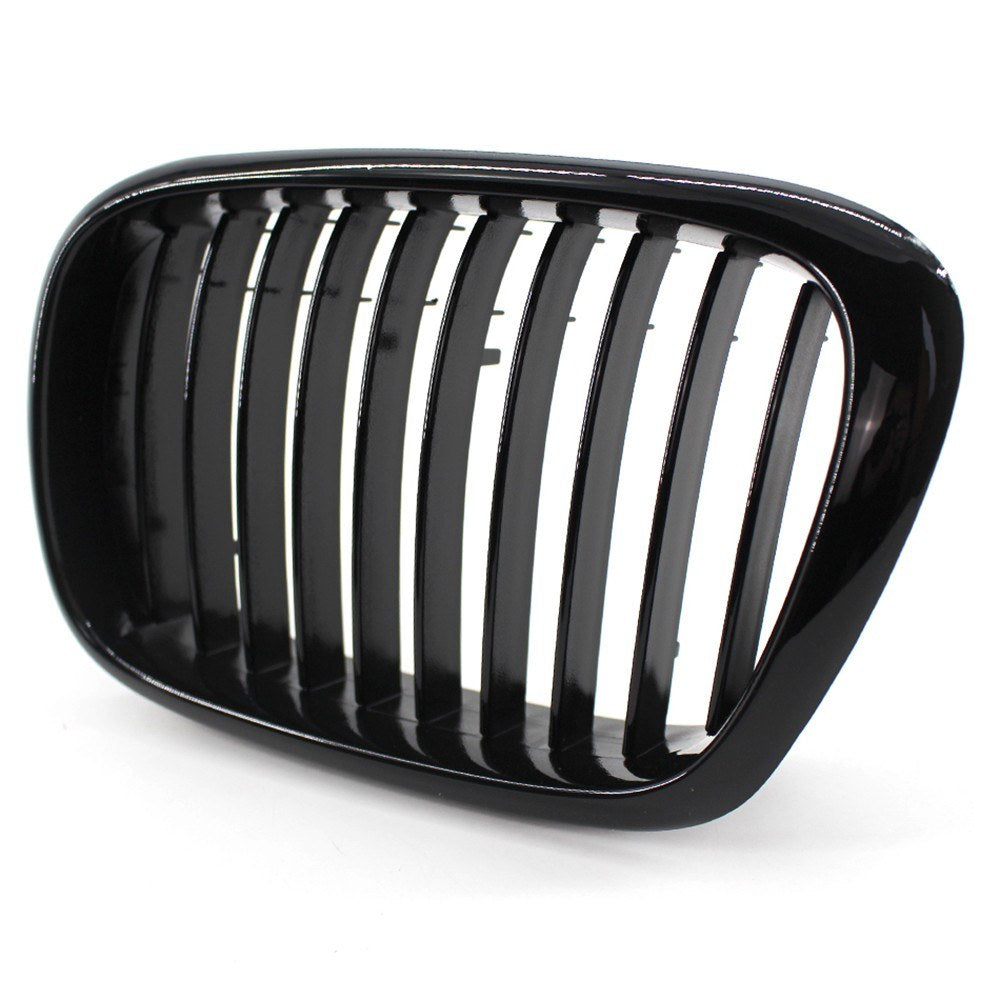 2Pcs Gloss Black Front Bumper Hood Kidney Grille Racing Replacement for BMW 5-Series E39 M5 1999-2003