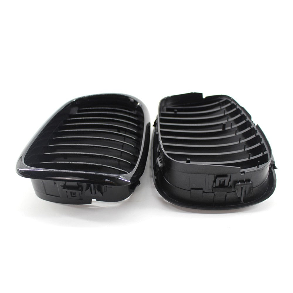 2Pcs Gloss Black Front Bumper Hood Kidney Grille Racing Replacement for BMW 5-Series E39 M5 1999-2003