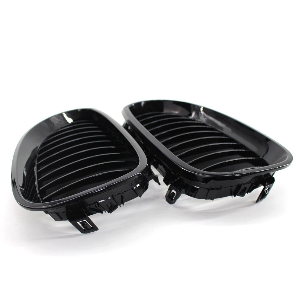 2Pcs Gloss Black Front Bumper Hood Kidney Grille Racing Replacement for BMW 5-Series E60 E61 M5 2003-2009