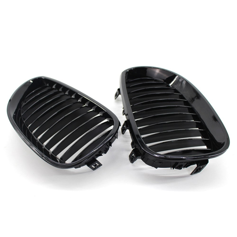 2Pcs Gloss Black Front Bumper Hood Kidney Grille Racing Replacement for BMW 5-Series E60 E61 M5 2003-2009