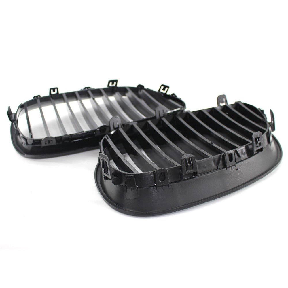2Pcs Gloss Black Front Bumper Hood Kidney Grille Racing Replacement for BMW 5-Series E60 E61 M5 2003-2009