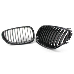 2Pcs Gloss Black Front Bumper Hood Kidney Grille Racing Replacement for BMW 5-Series E60 E61 M5 2003-2009