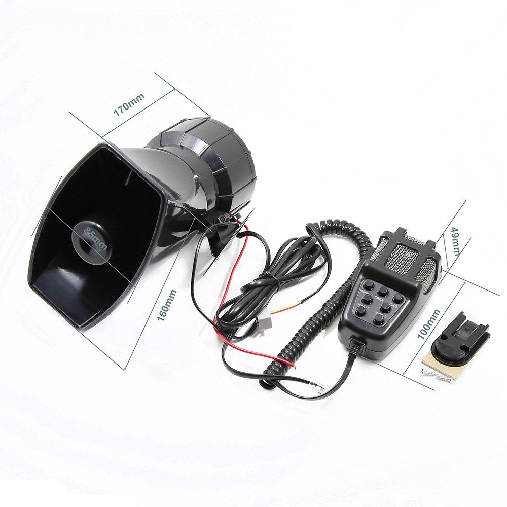 Car Megaphone 5 Tone Alarm Horn 12V 110dB Loud Speaker Fire Ambulance Blaring Police Siren