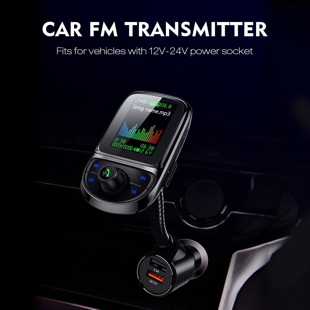 1.8 Inch Car FM Transmitter Multifunctional MP3 Player with Dual USB Charging Port