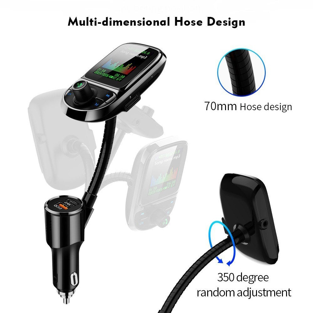 1.8 Inch Car FM Transmitter Multifunctional MP3 Player with Dual USB Charging Port
