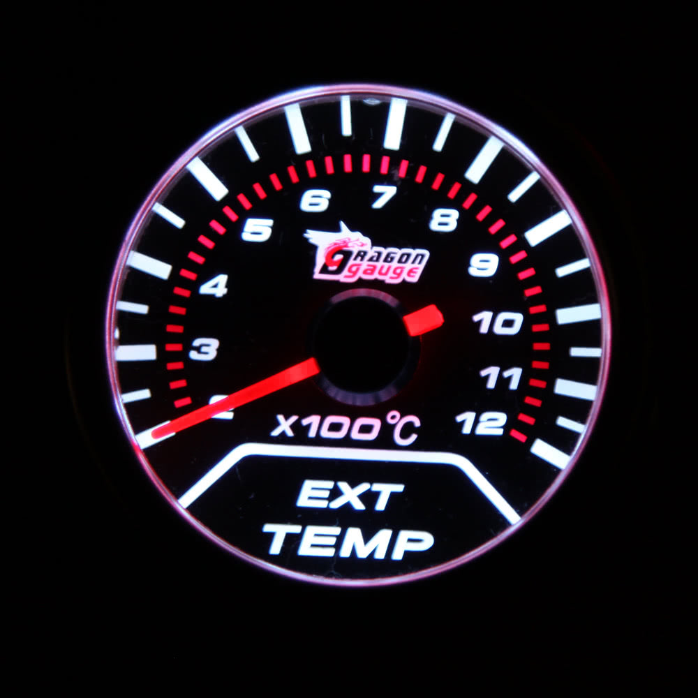 2" 52mm EGT Exhaust Gas Temp Gauge Meter White LED Car Motor Universal Smoke Lens Indicator