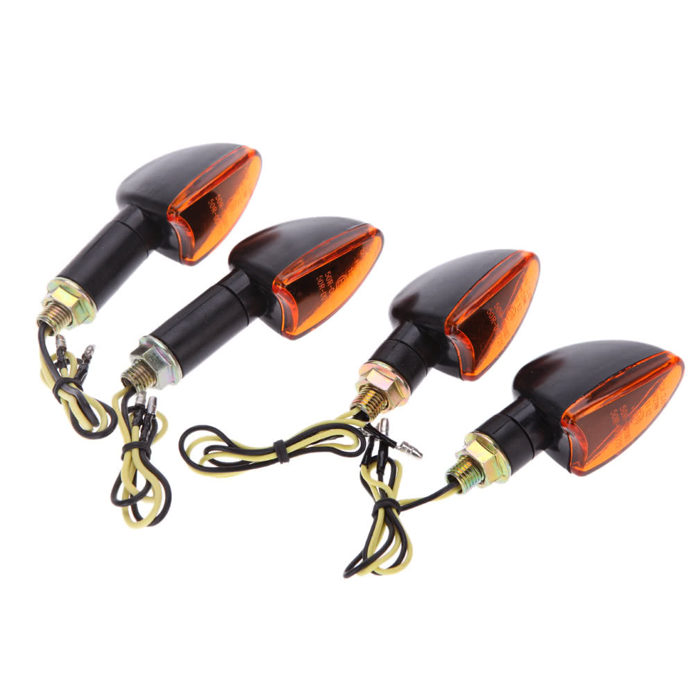4pcs 12V Motorcycle Bike Bulb Amber Front & Back Turn Signal Indicator Light