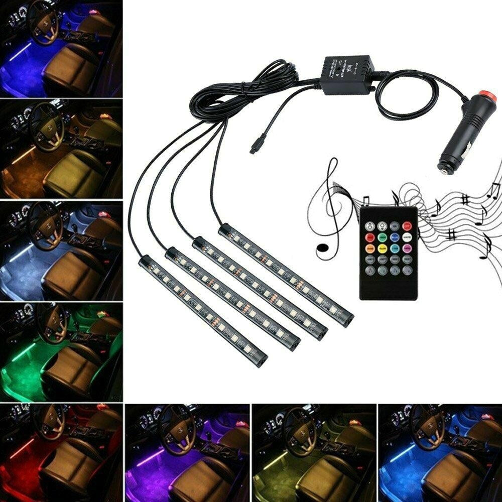 Car Interior RGB Led Strip Lights 5050 IP65 Waterproof Music + Controller