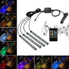 Car Interior RGB Led Strip Lights 5050 IP65 Waterproof Music + Controller