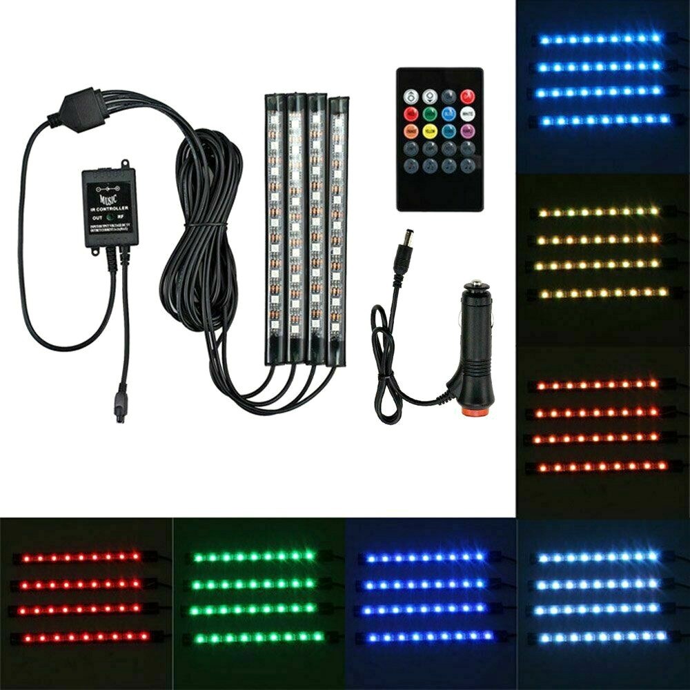 Car Interior RGB Led Strip Lights 5050 IP65 Waterproof Music + Controller