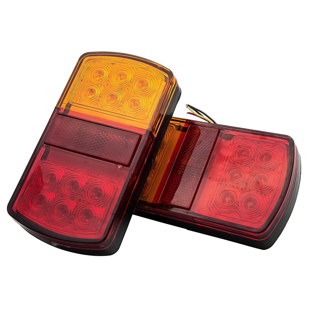 2Pcs 12/24V 12 Led Car Tail Lights Stop Brake Lamp Rear Side Light Indicator for Submersible Boat Truck Trailer