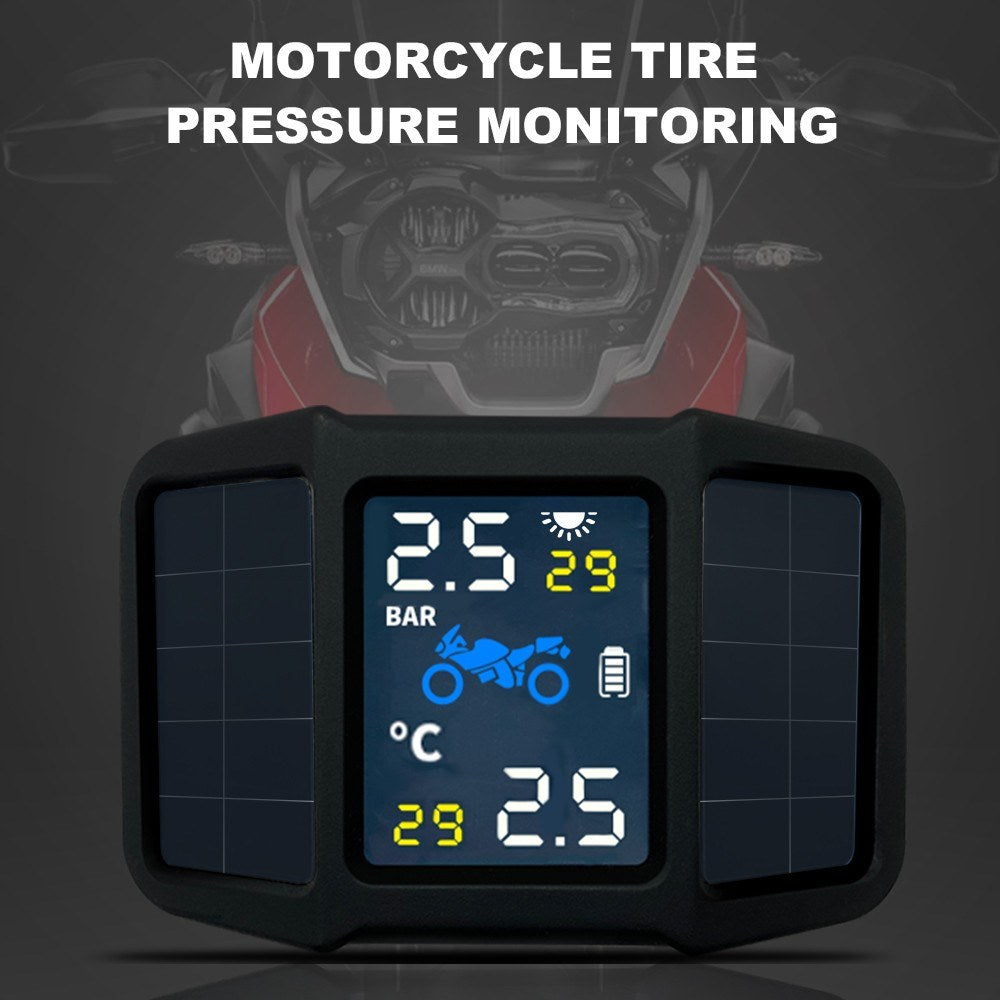 Tire Pressure Monitoring System TPMS Solar Power with 2 External Sensors Real-time Display Temperature
