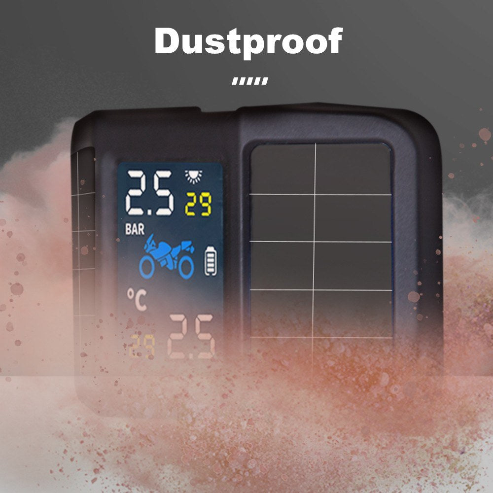 Tire Pressure Monitoring System TPMS Solar Power with 2 External Sensors Real-time Display Temperature