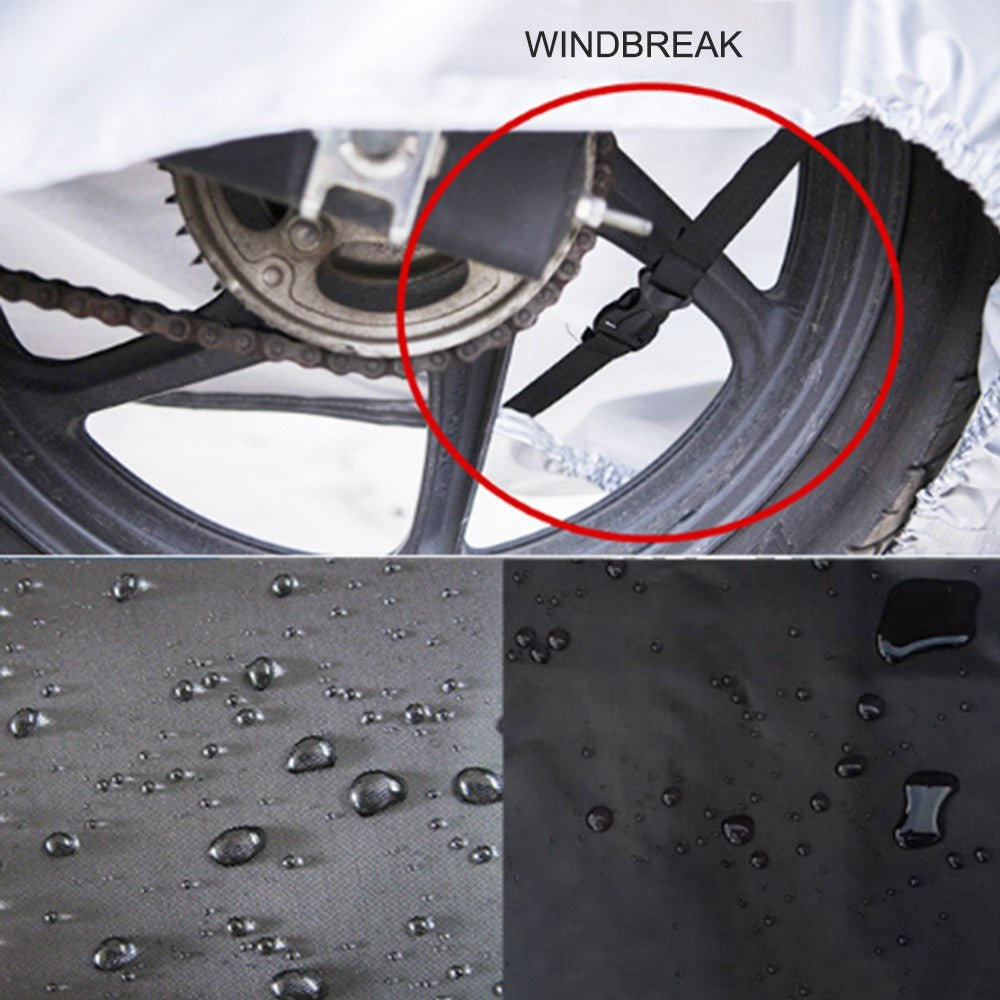 Universal Motorcycle Cover – All Season Waterproof Outdoor Protection Against Dust Debris Rain and Weather