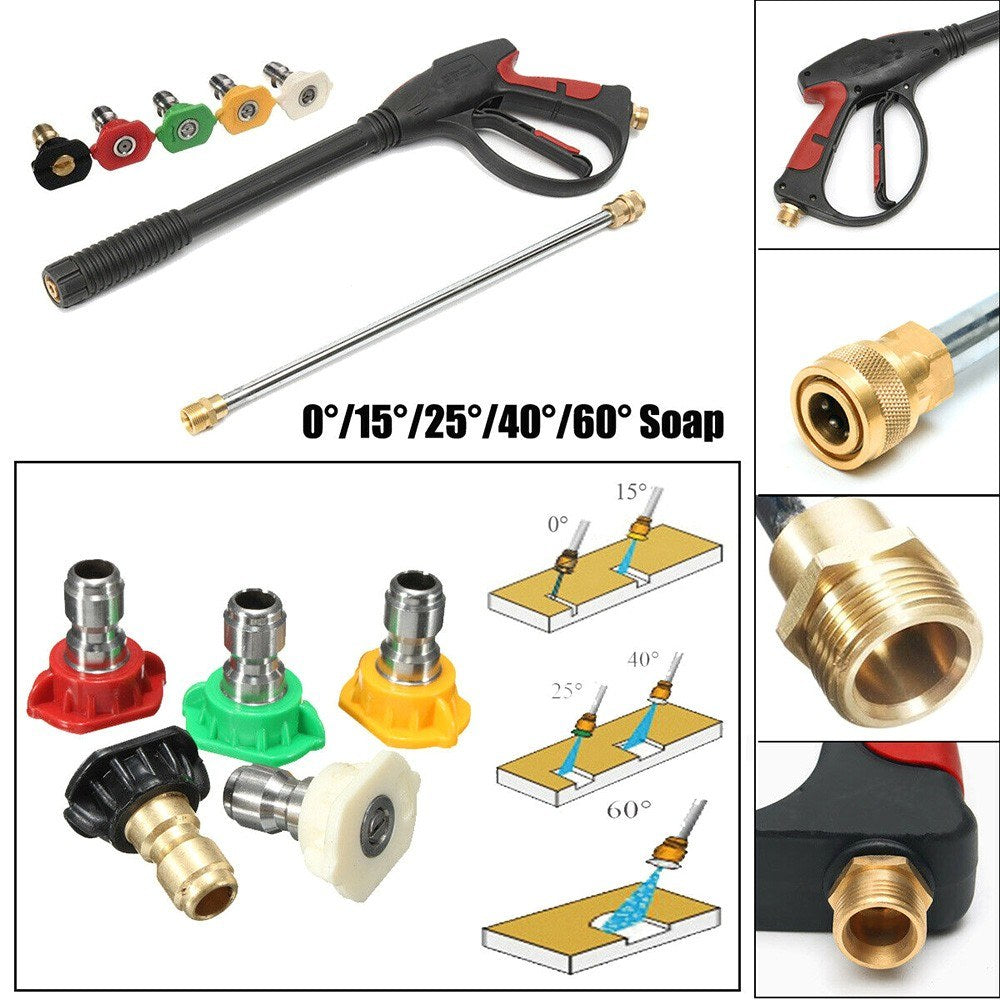 High Pressure Water Washer Sprayer 4000PSI Lance 5 Nozzle Tips + High-pressure Hose Kit