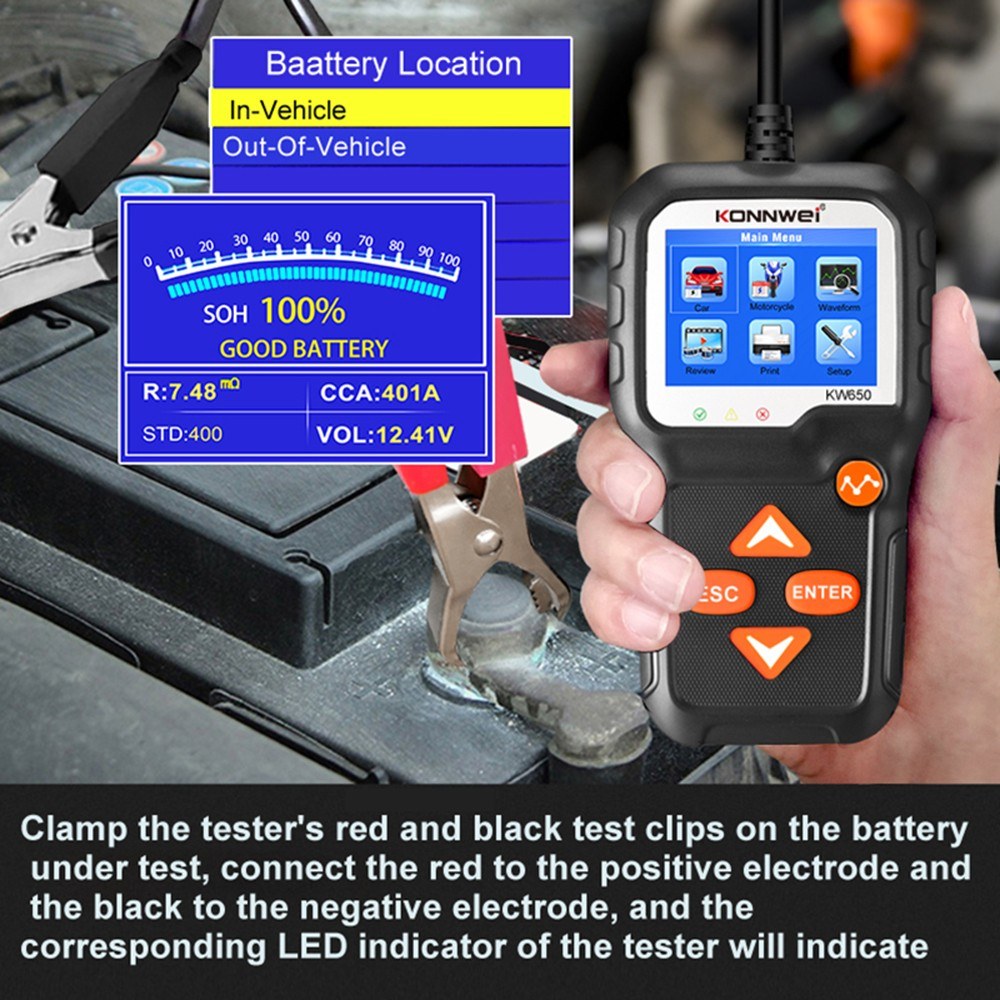 Car Battery Tester 12V Auto Load on Cranking System and Charging Scan Tool