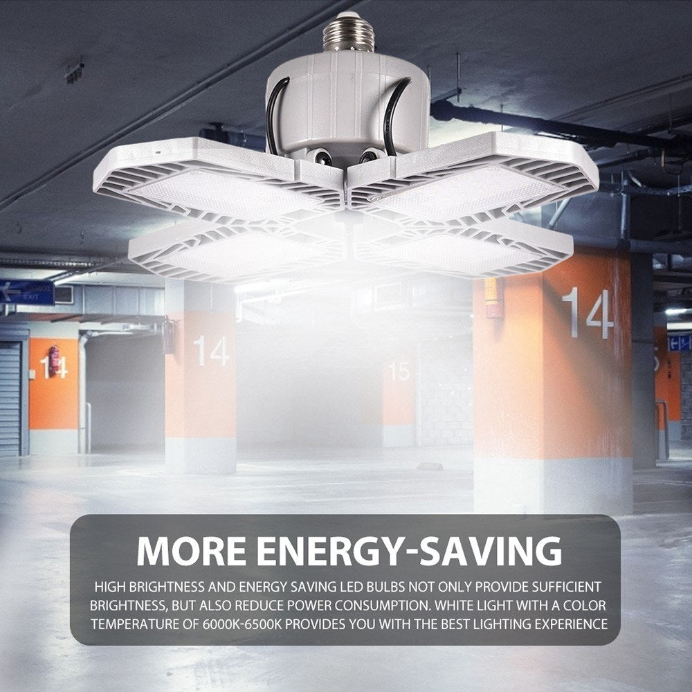 LED Garage Light Foldable Deformable Ceiling Lamp with 4 Adjustable Panels 60W