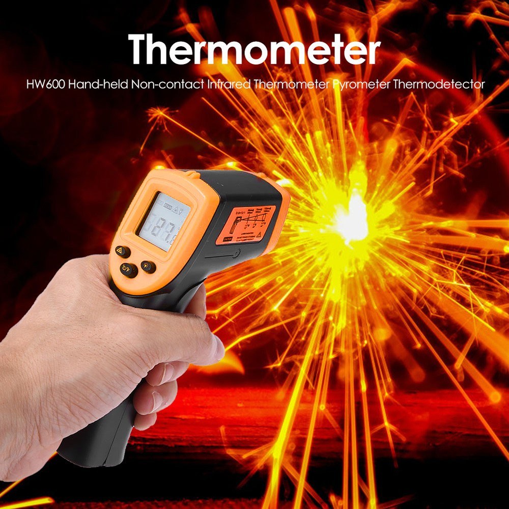 Handheld Non-Contact Infrared Thermometer LCD Display Temperature Meter, Digital IR Industrial Laser Pyrometer