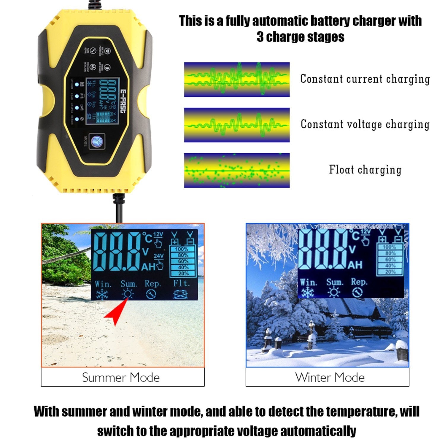 12V6A-24V3A Automatic Pulse Repairing Battery Charging Device