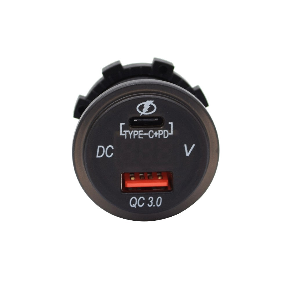 DC 12V-24V Waterproof QC3.0 USB Charger Socket with Type C Port for Car, Van, Boat, Marine, ATV, RV etc. Compatible all USB-powered devices